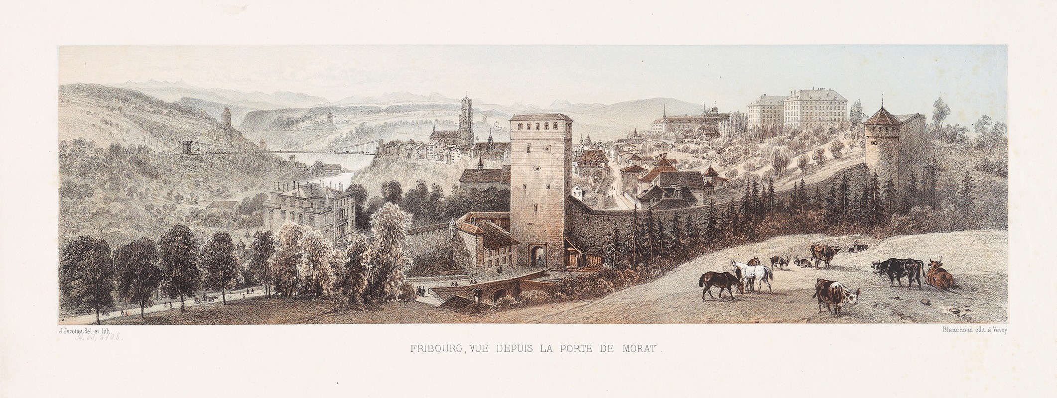 Jean Jacottet - Fribourg, vue depuis la porte de Morat