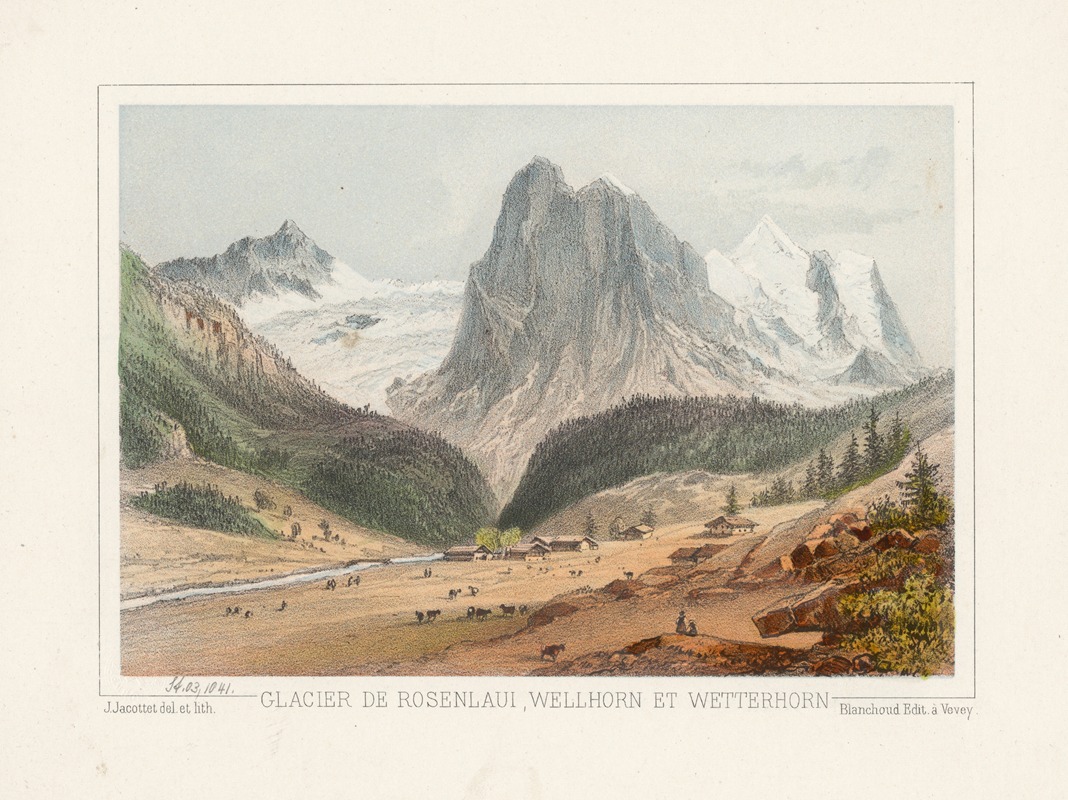 Jean Jacottet - Glacier de Rosenlaui, Wellhorn et Wetterhorn