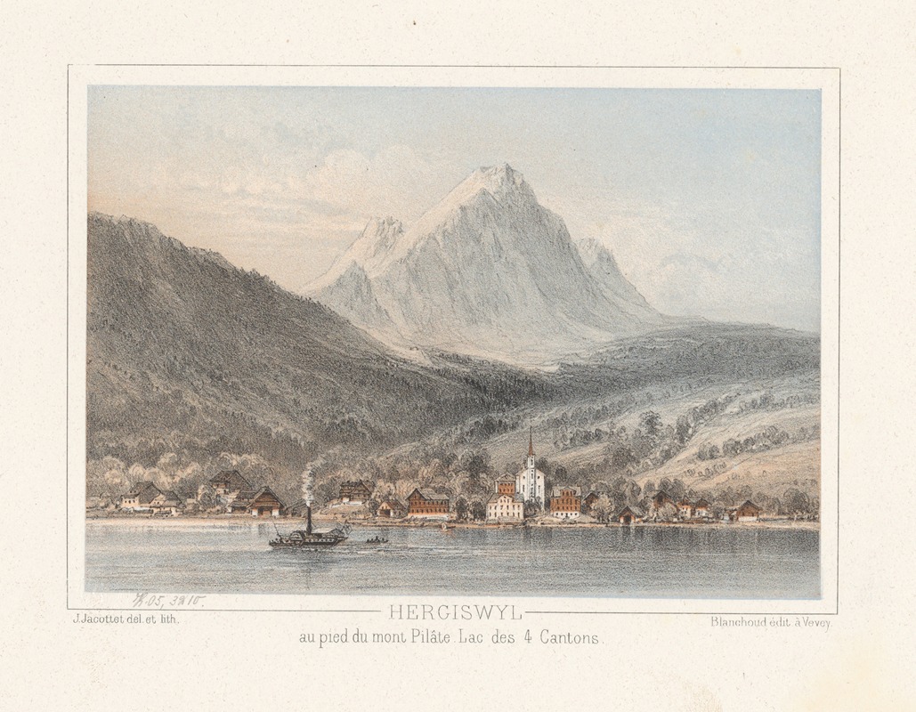 Jean Jacottet - Hergiswyl au pied du mont Pilâte. Lac des 4 Cantons