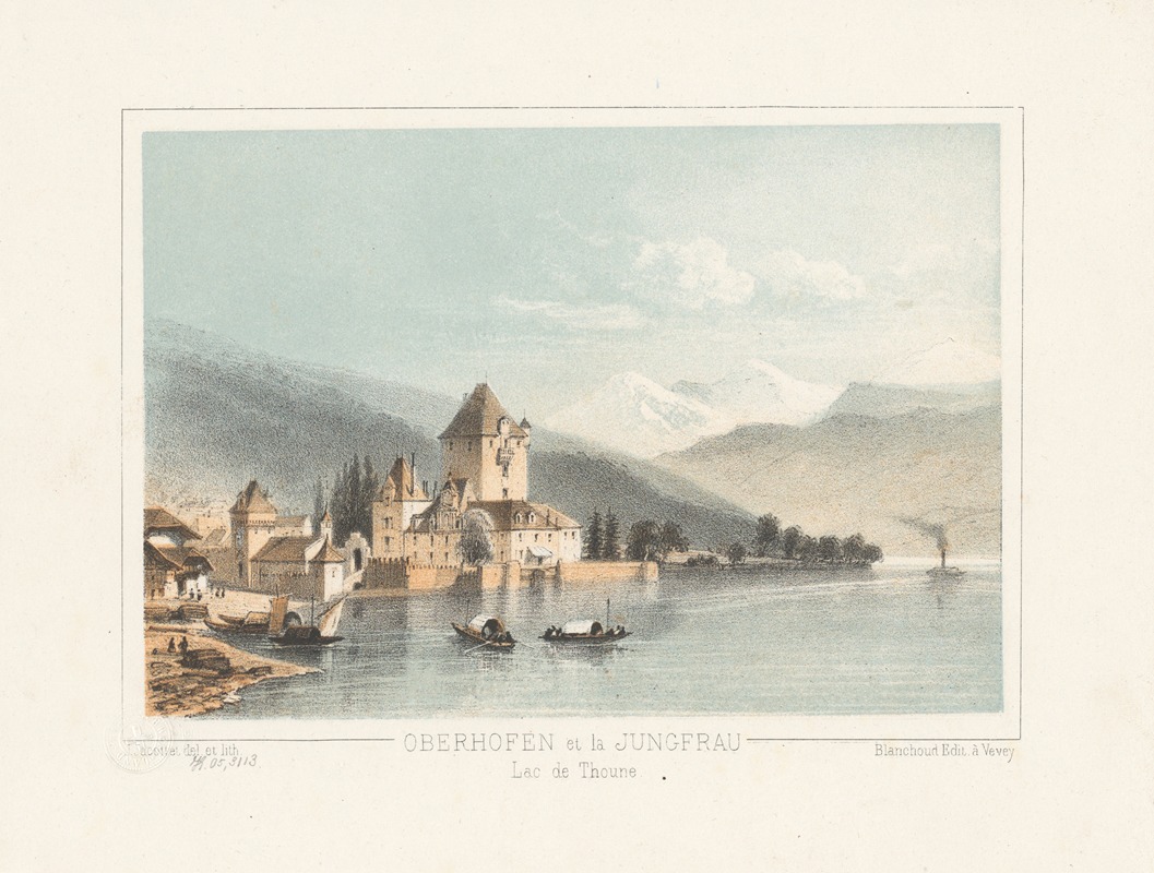 Jean Jacottet - Oberhofen et la Jungfrau Lac de Thoune