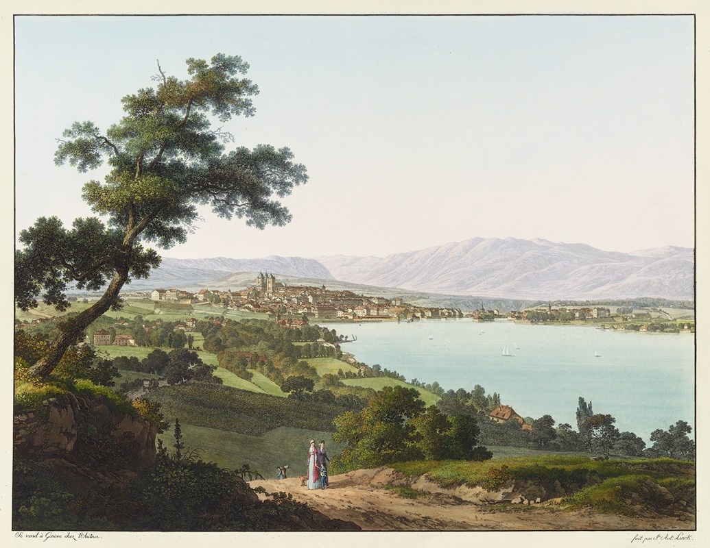 Jean-Antoine Linck - Vue de Genève, depuis Cologny