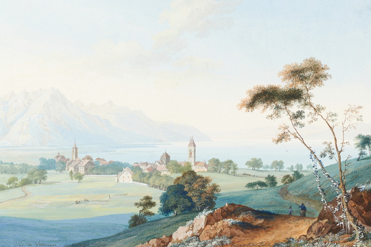 Jean-Antoine Linck - Vue de Villeneuve, peint d’aprés nature