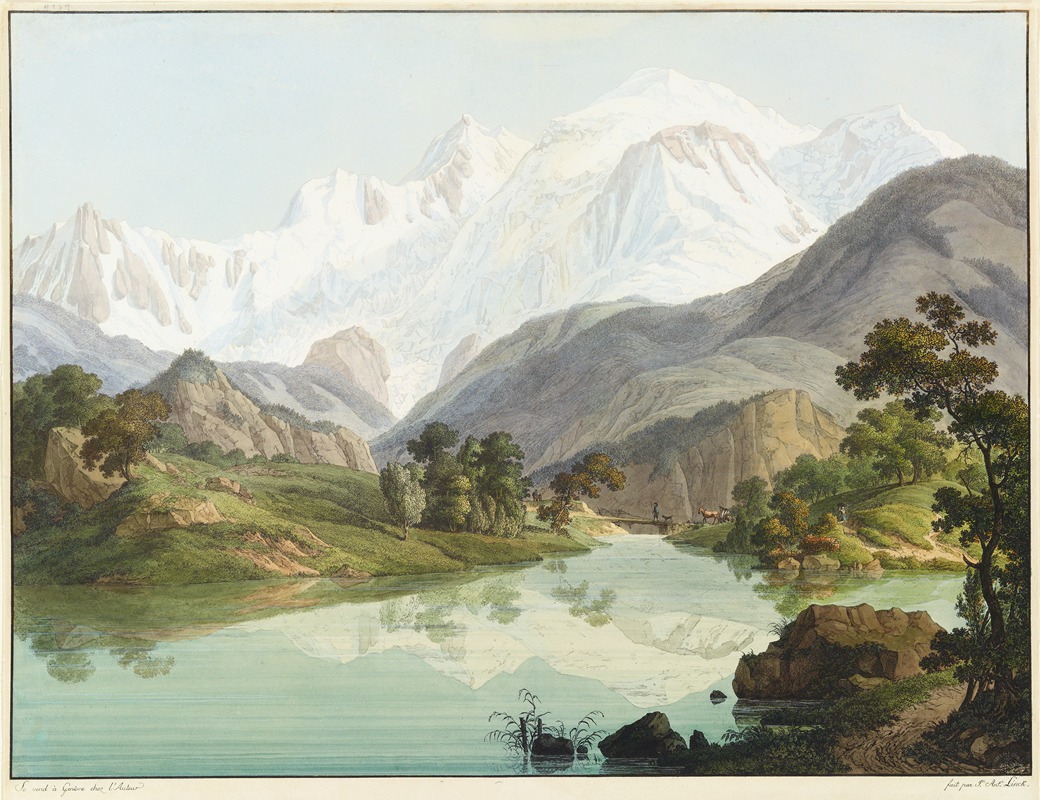 Jean-Antoine Linck - Vue du Lac de Chede, et du Mont-Blanc