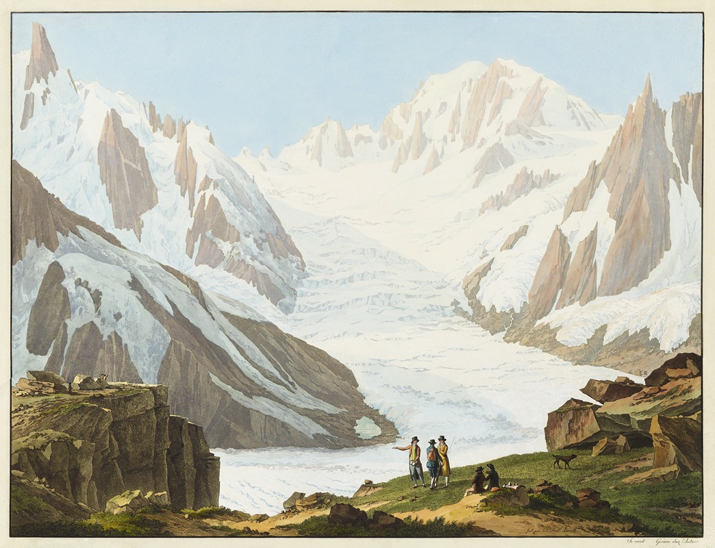 Jean-Antoine Linck - Vue du Mont-Blanc, des Aiguilles du Midi, des Blaitieres, du Géant, du Glacier du Tacul, prise du Sommet du Rocher du Couvercle