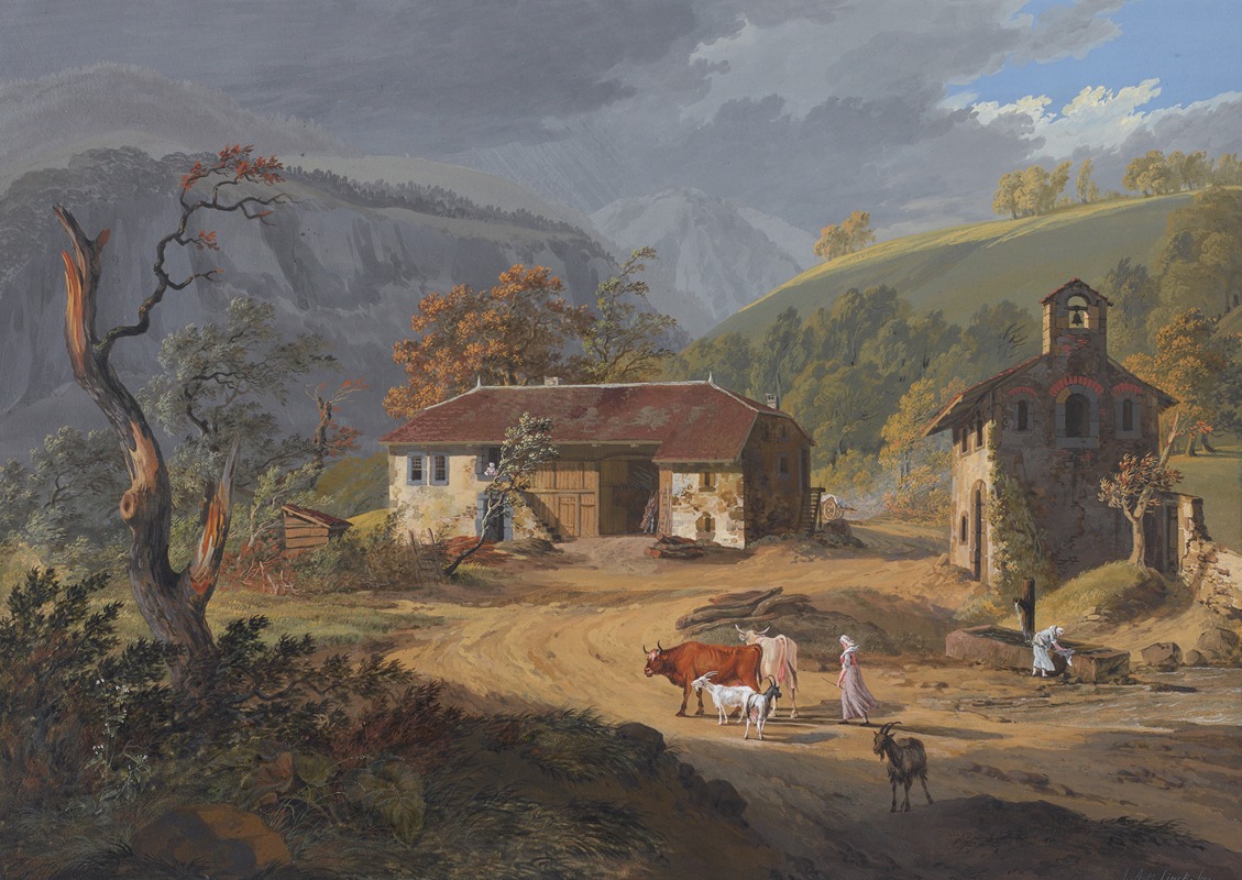 Jean-Antoine Linck - Vue d’une partie du Village de Clées, Canton de Berne