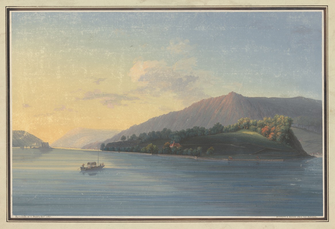 Johann Baptist Stuntz - Vue de l’isle St. Pierre sur le lac de Bienne