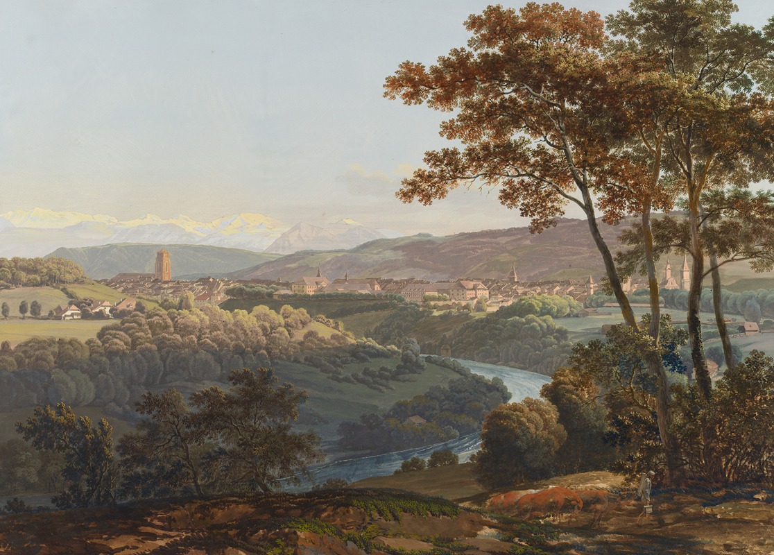 Johann Georg Volmar - Ansicht der Stadt Bern und der Alpen