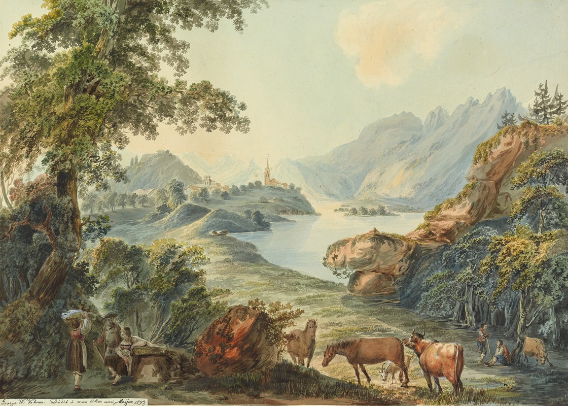 Johann Georg Volmar - Bäuerliche Szene am Brienzersee