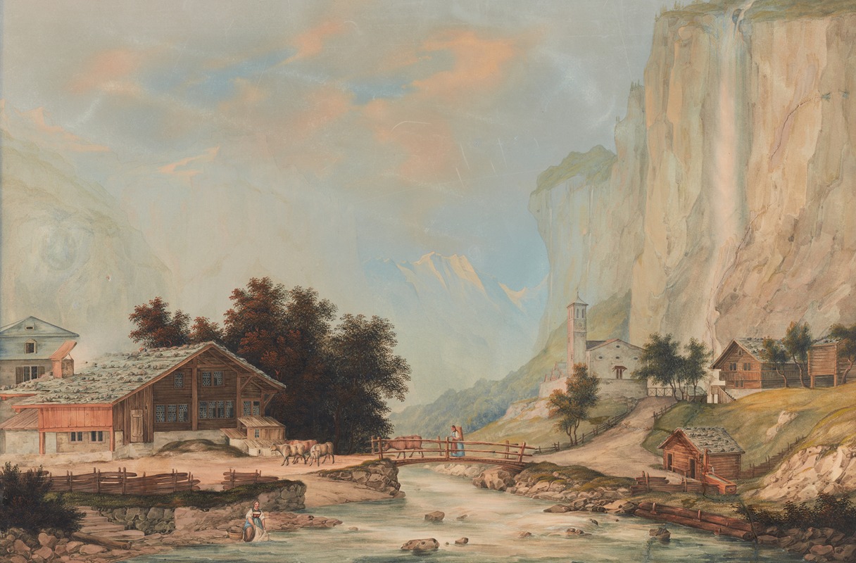 Johann Heinrich Bleuler the Younger - Vue de la chûte du Staubbach, dans la vallée de Lauterbrunn