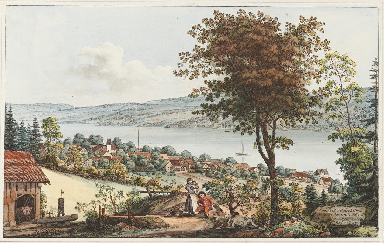 Johann Jakob Aschmann - Prospect v. Rüschlikon am Zürichsee n.d. Natur