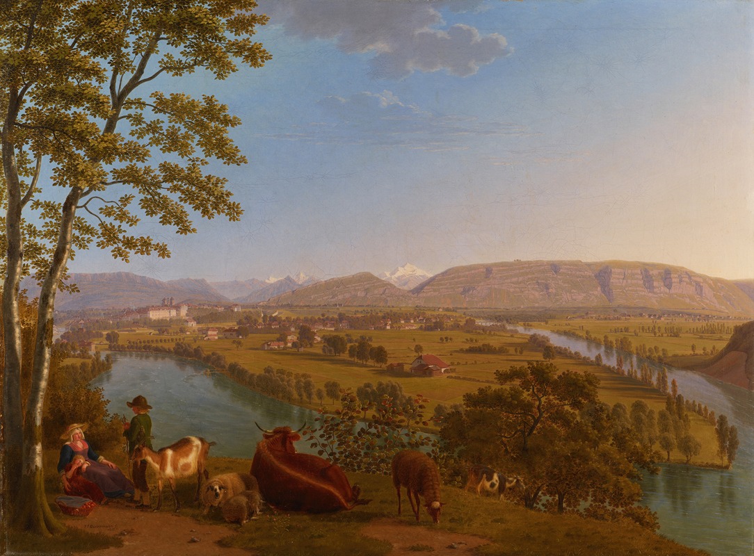 Johann Jakob Biedermann - Genève, confluence du Rhône et de l’Arve