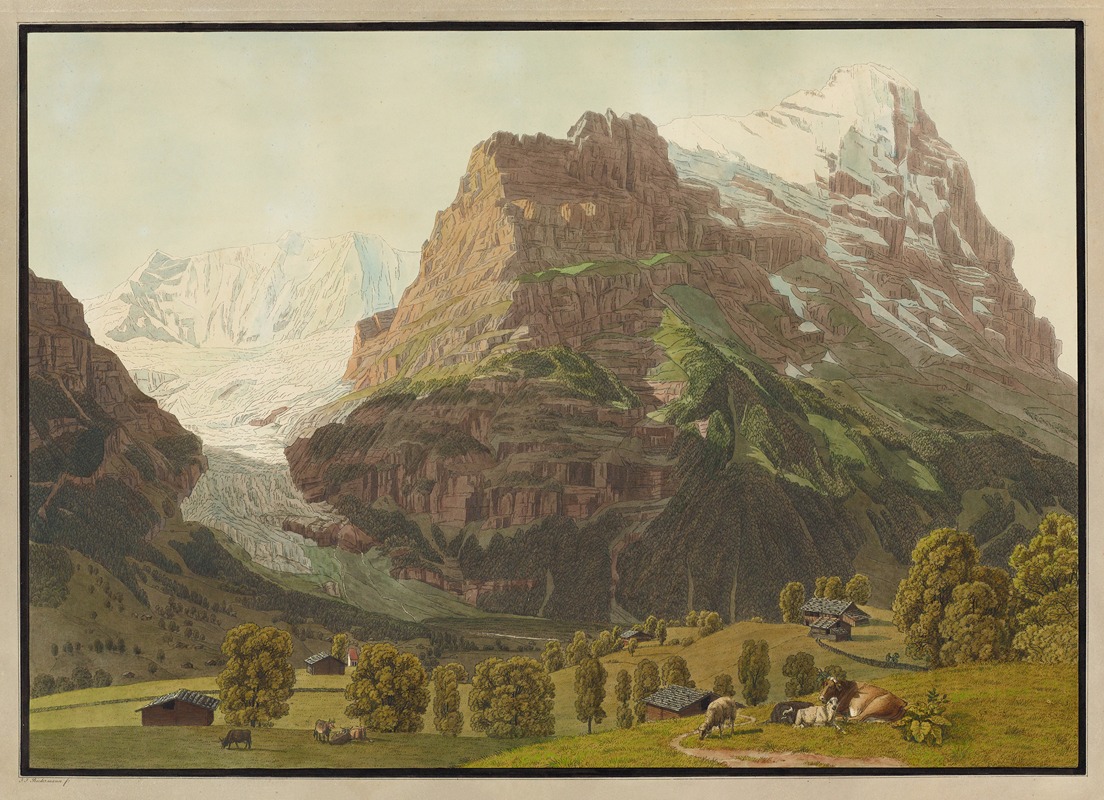 Johann Jakob Biedermann - Grindelwald, unterer Gletscher mit Eiger