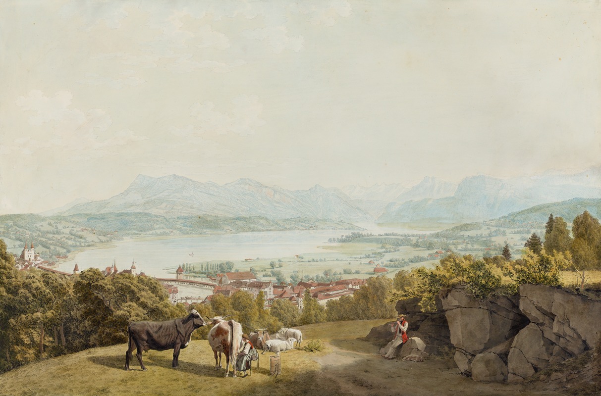 Johann Jakob Biedermann - Hirtenszene vor Luzern