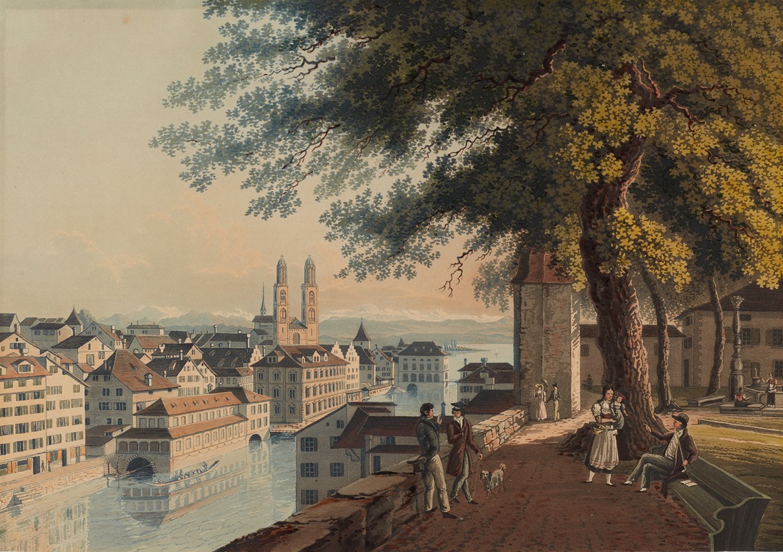 Johann Jakob Meyer - Zürich gezeichnet auf dem Lindenhof