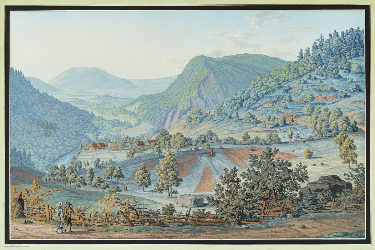 Johann Joseph Hartmann - Vue de Freinvillers et de la Vallée d’Orvin, sur la route de l’Erguel, à 1 lieue de Bienne en allant contre Delemont