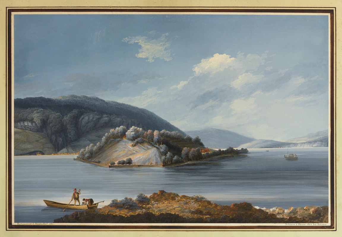 Johann Joseph Hartmann - Vue de l’Isle de St. Pierre sur le Lac de Bienne.