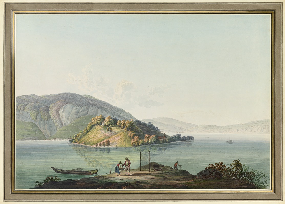 Johann Joseph Hartmann - Vue de l’Isle St. Pierre sur le Lac de Bienne