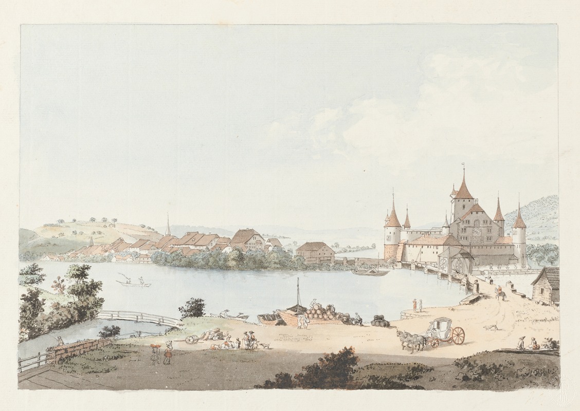 Johann Ludwig Aberli - Vue de Nidau, et du Lac de Bienne