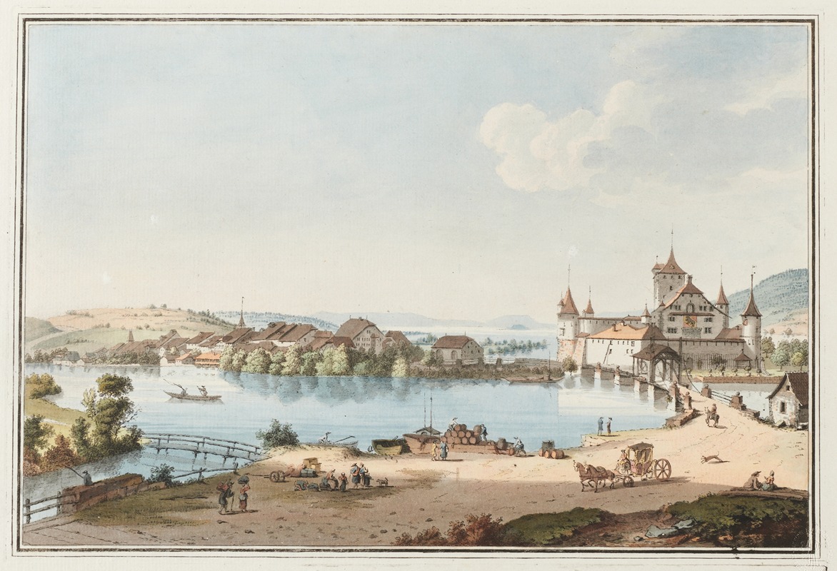 Johann Ludwig Aberli - Vue de Nidau, et du Lac de Bienne