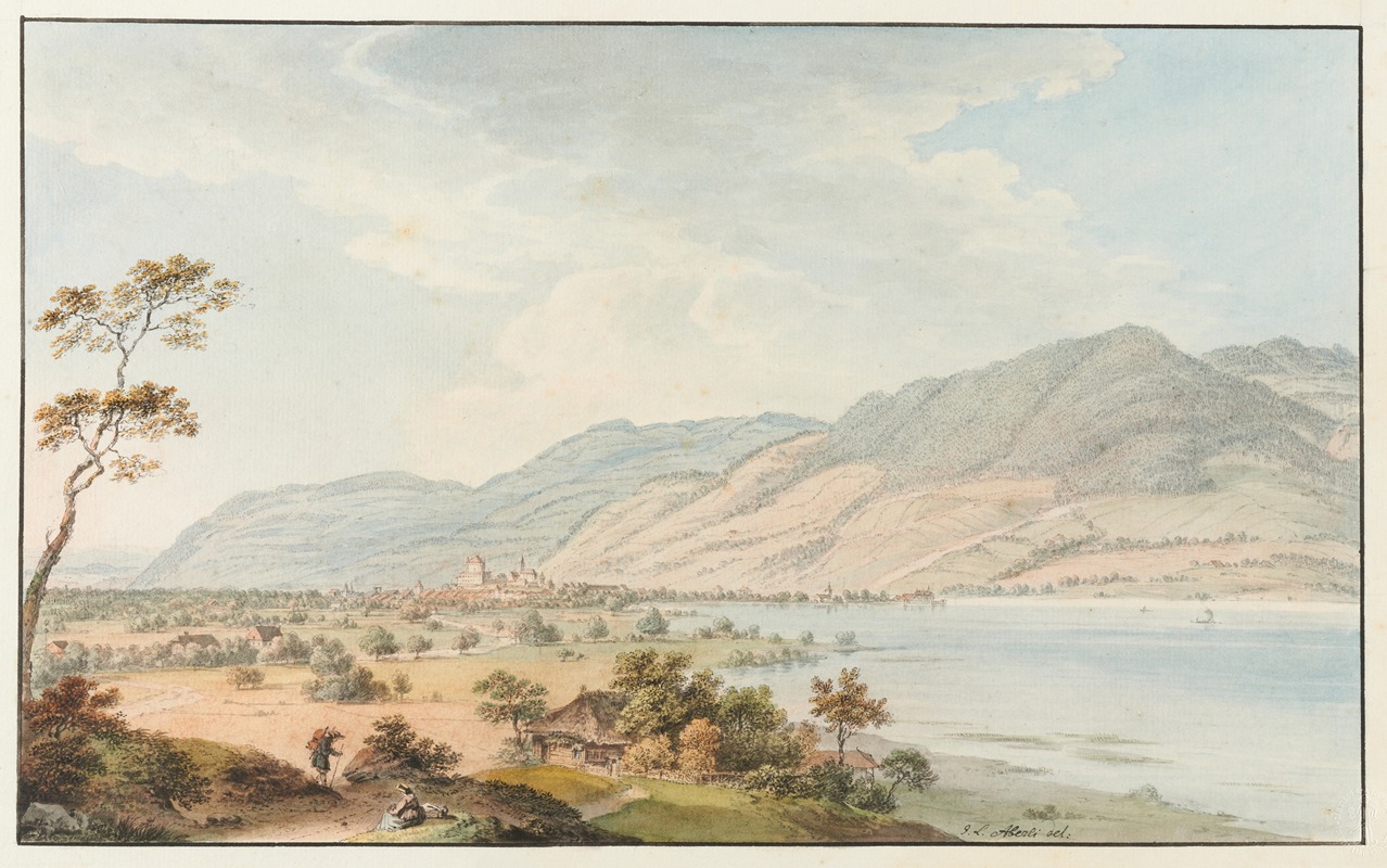 Johann Ludwig Aberli - Vue de Thoun, depuis Gwatt