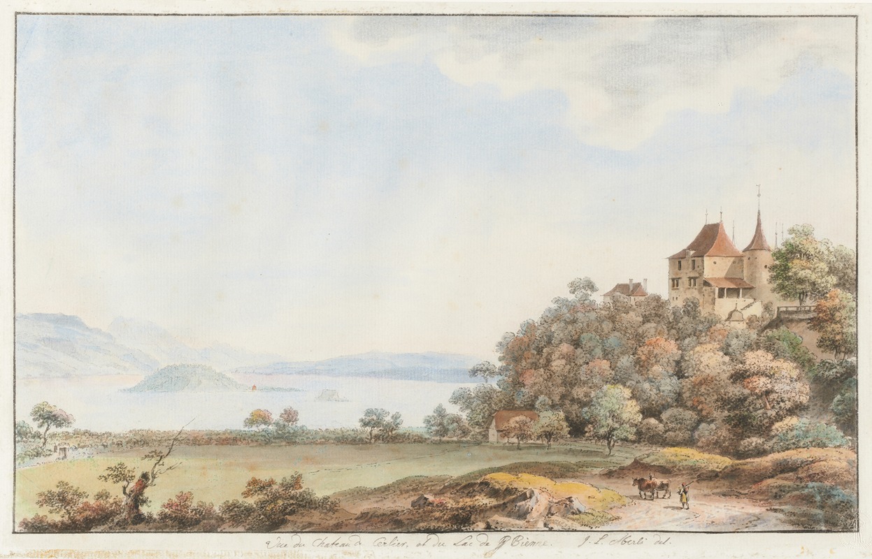 Johann Ludwig Aberli - Vue du Chateau de Cerlier, et du Lac de Bienne