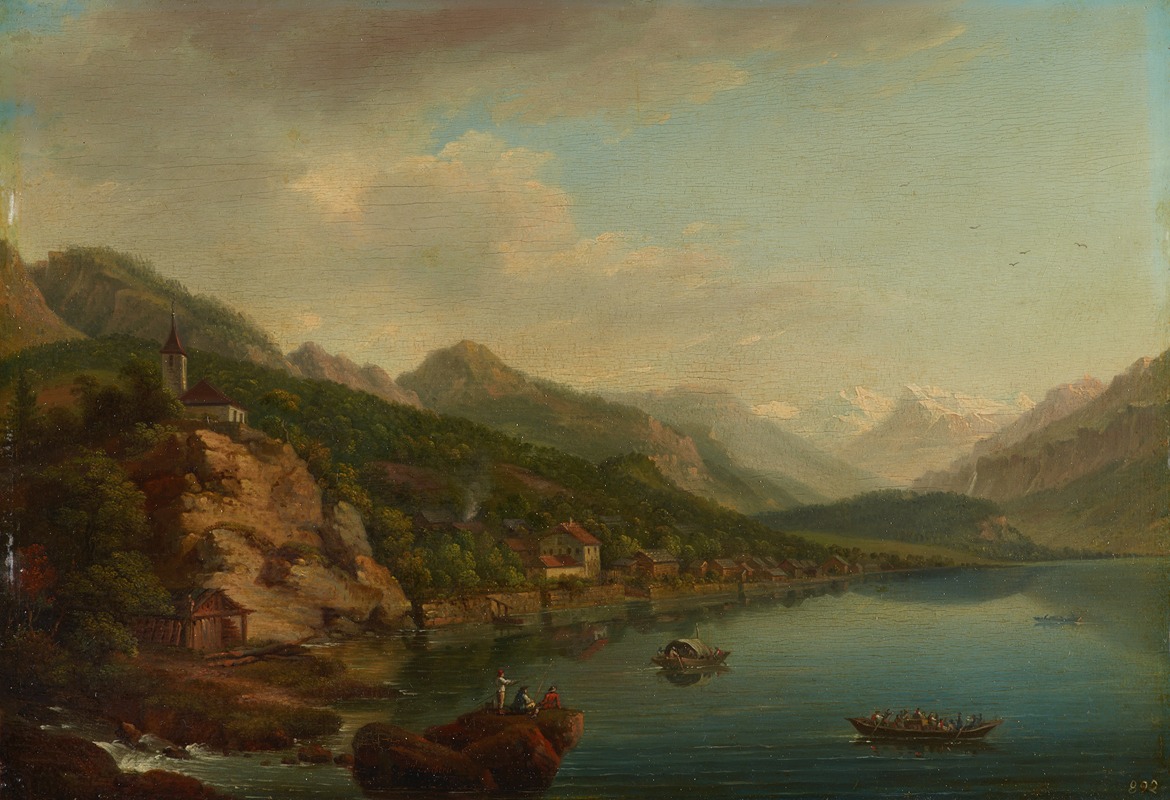 Johann Ludwig Aberli - Vue du Village et du Lac de Brientz