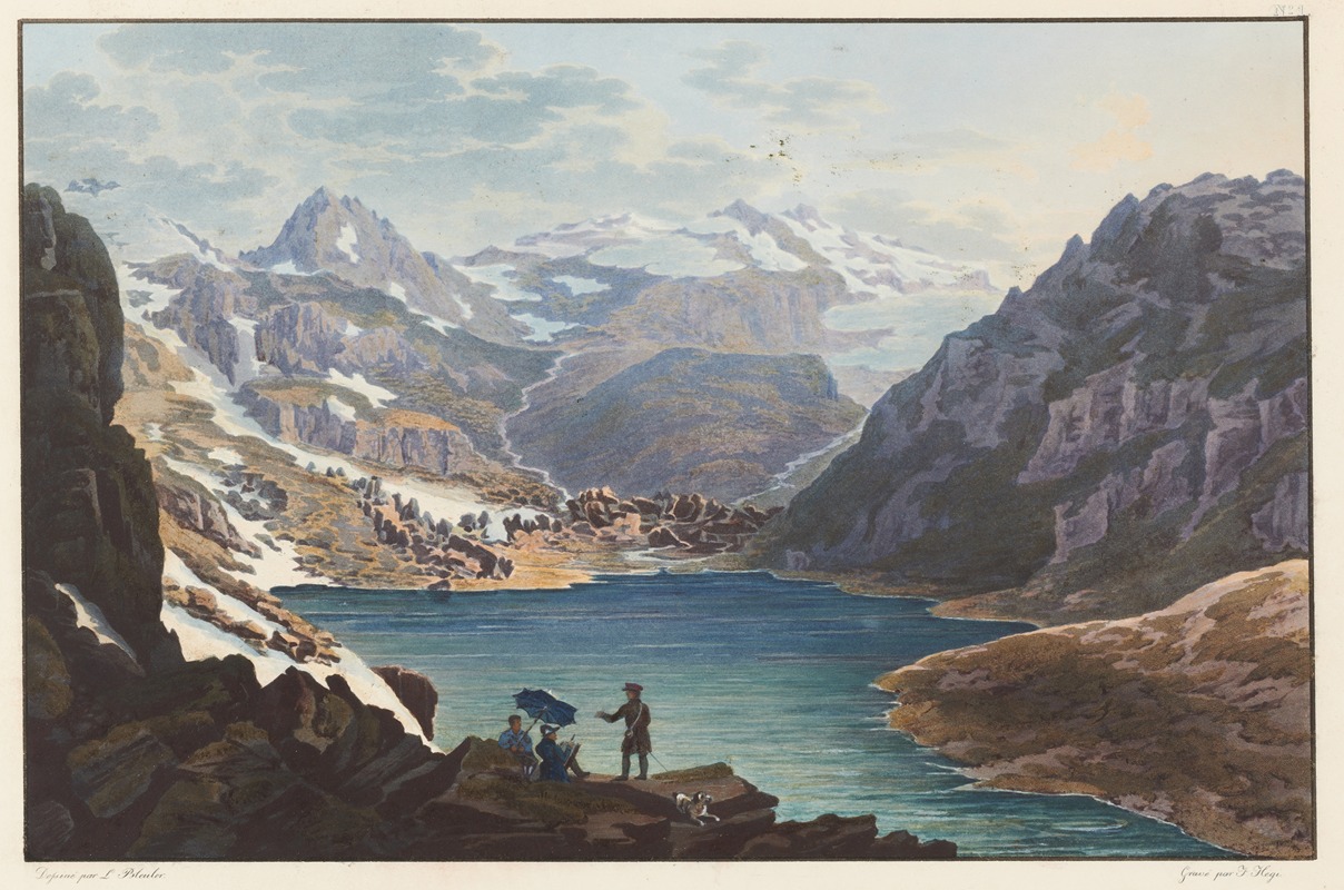 Johann Ludwig Bleuler - Vue de la source du Rhein antérieur, du Lac Toma, sur le Mont Badus