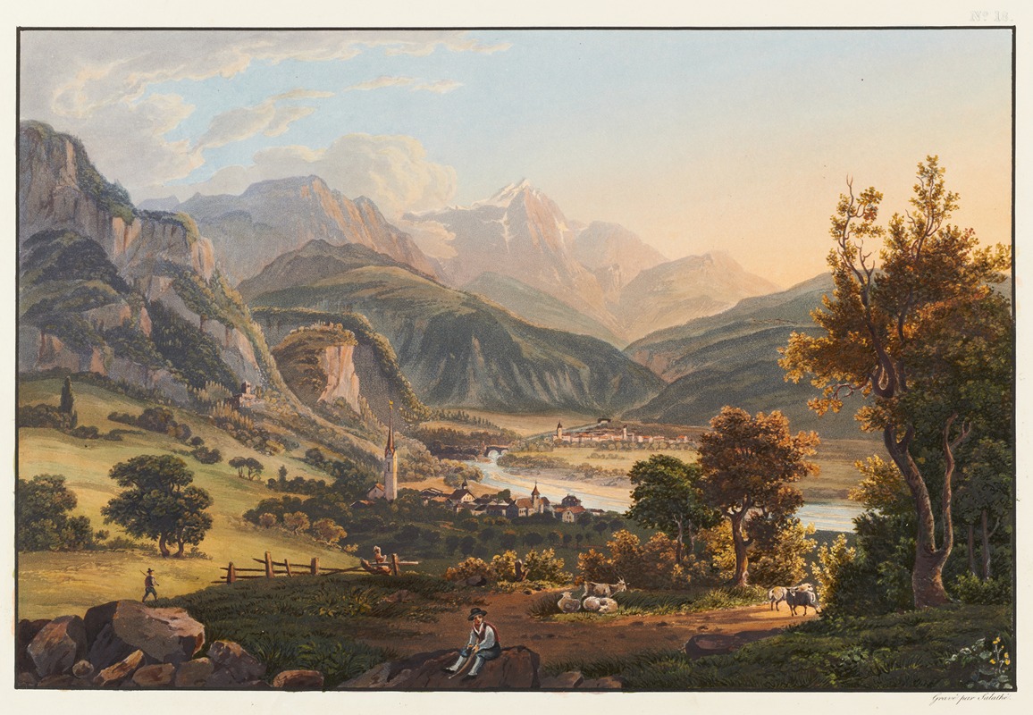 Johann Ludwig Bleuler - Environs de Tousis et vue vers le Pizbeverin