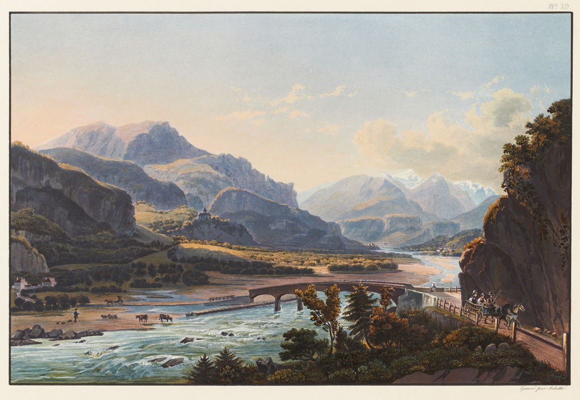 Johann Ludwig Bleuler - Entrée dans la vallée de Domletschg prise près du pont d’Ortenstein