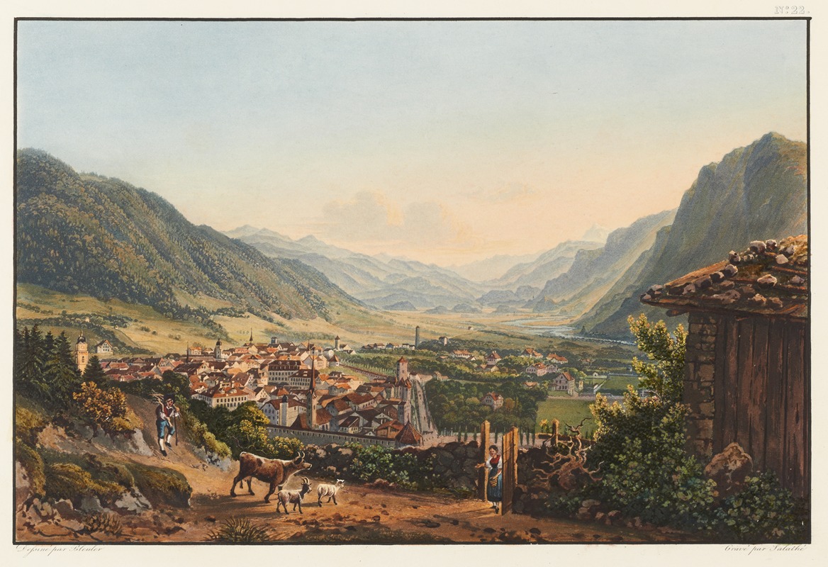 Johann Ludwig Bleuler - Vue de la ville de Coire et de ses environs