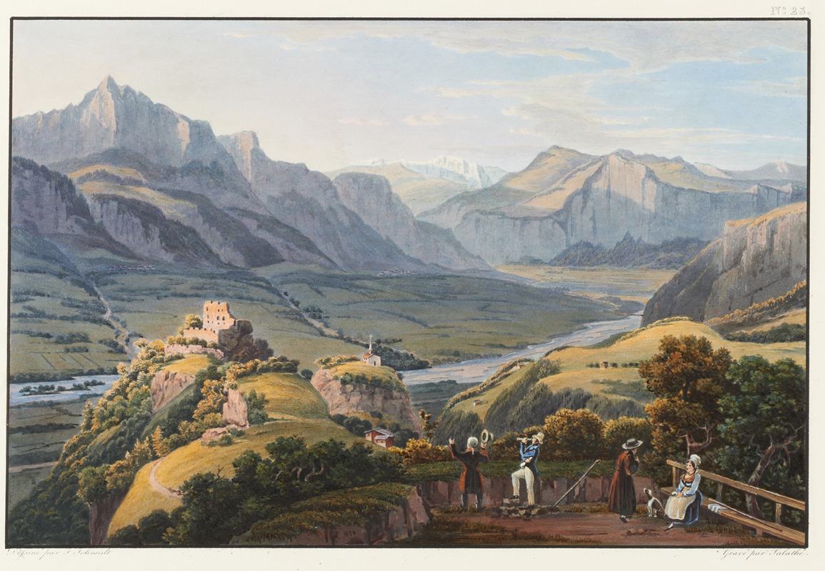 Johann Ludwig Bleuler - Vue du mont Tabor prise du couvent de Pfeffers vers le Pretigau