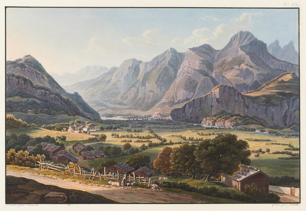 Johann Ludwig Bleuler - Vue des montagnes de Raticon, prise au dessous du château de Sargans