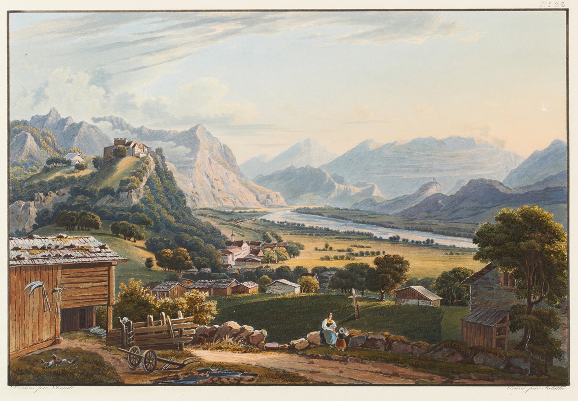 Johann Ludwig Bleuler - Vue du château et du village de Vaduz