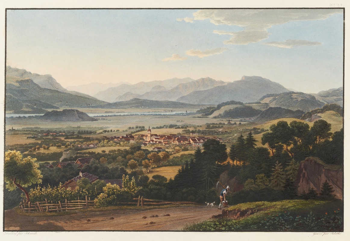 Johann Ludwig Bleuler - La petite ville d’Altstatten dans la valée du Rhin, Canton de St. Gall