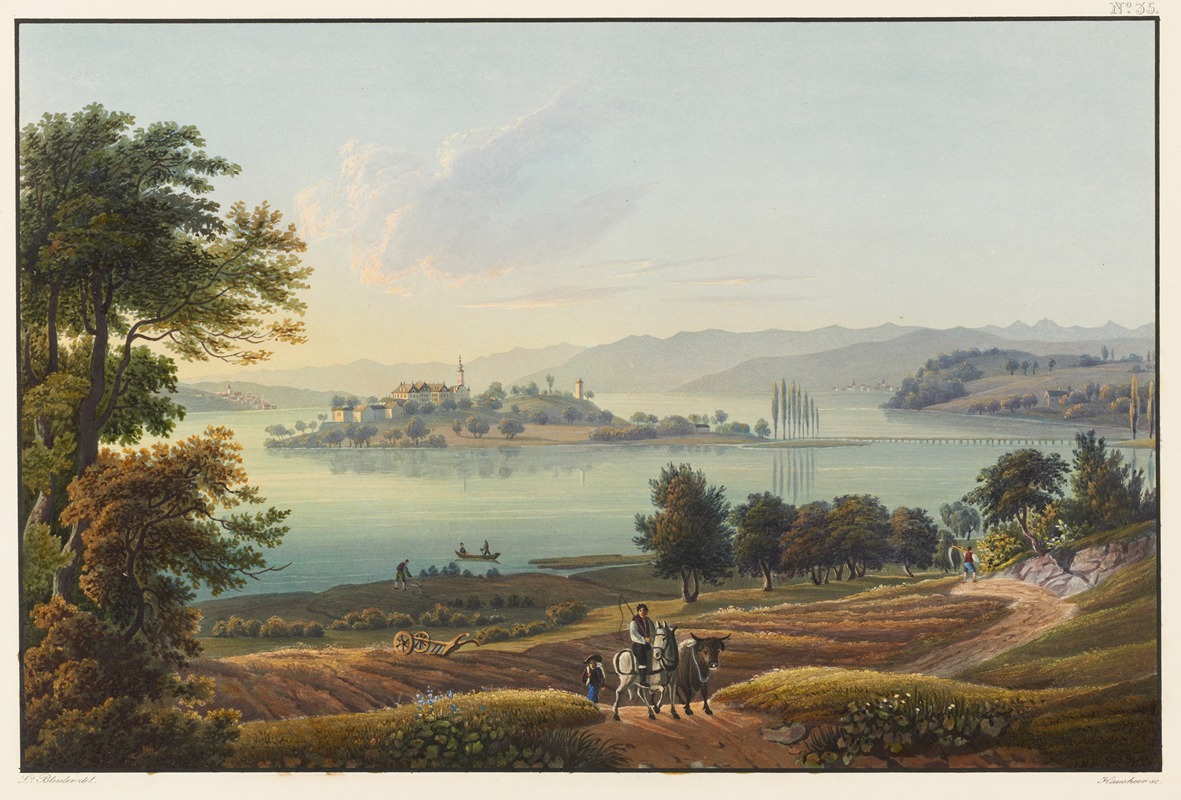 Johann Ludwig Bleuler - Vue de l’Jsle de Meynau dans le lac de Constance