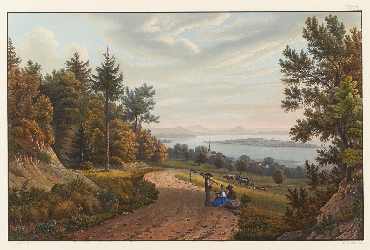 Johann Ludwig Bleuler - Vue de l’Jsle de Reichenau dans le lac de Constance