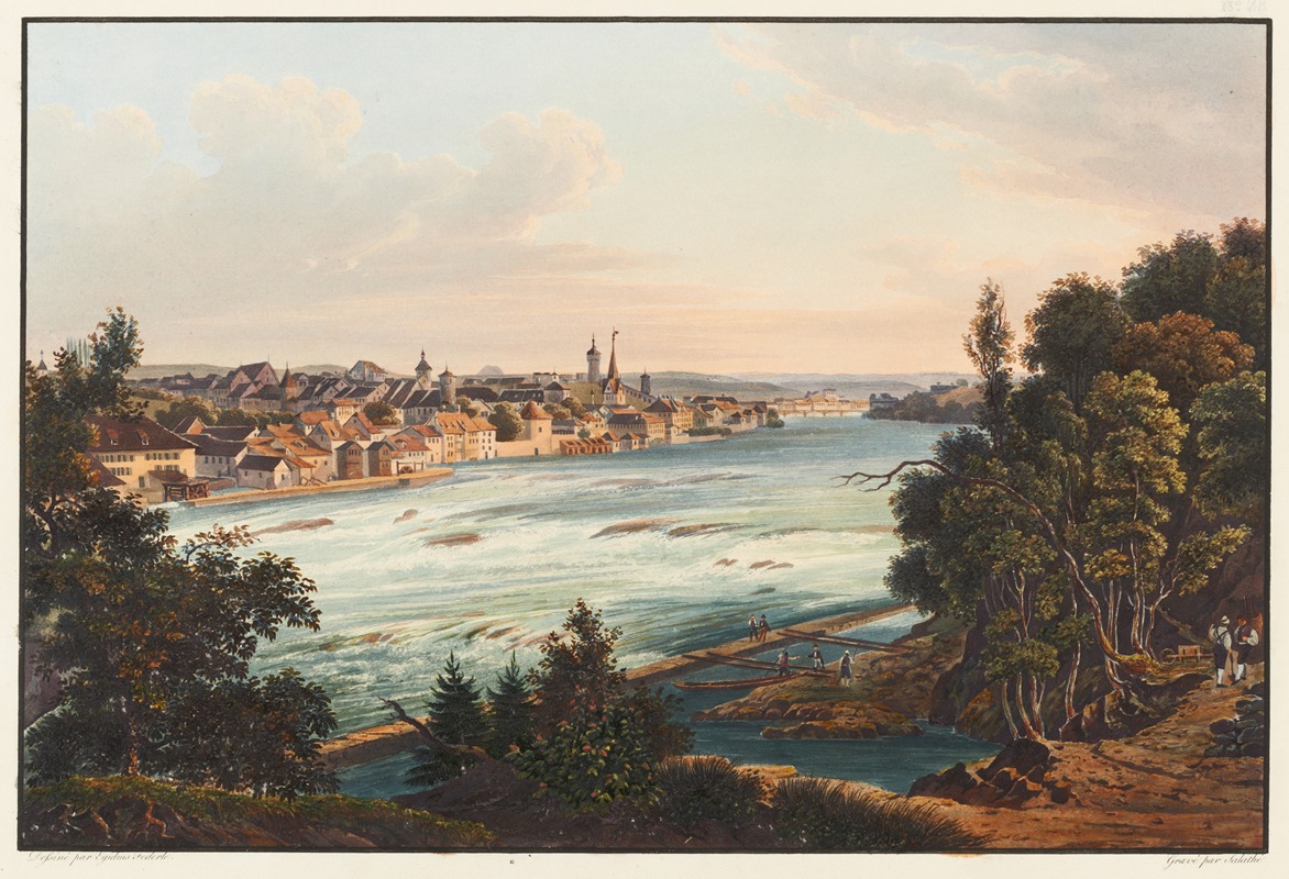 Johann Ludwig Bleuler - Vue de la ville de Schaffhouse prise du Steinholzly