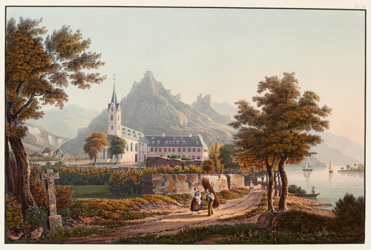 Johann Ludwig Bleuler - Vue de Bornhofen de la ruine de Liebenstein et de Sternberg ou les deux frères