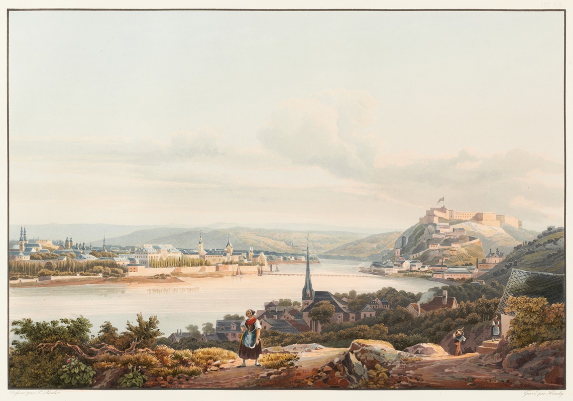 Johann Ludwig Bleuler - Vue de la ville de Coblence et de la forteresse d’Ehrbreitenstein