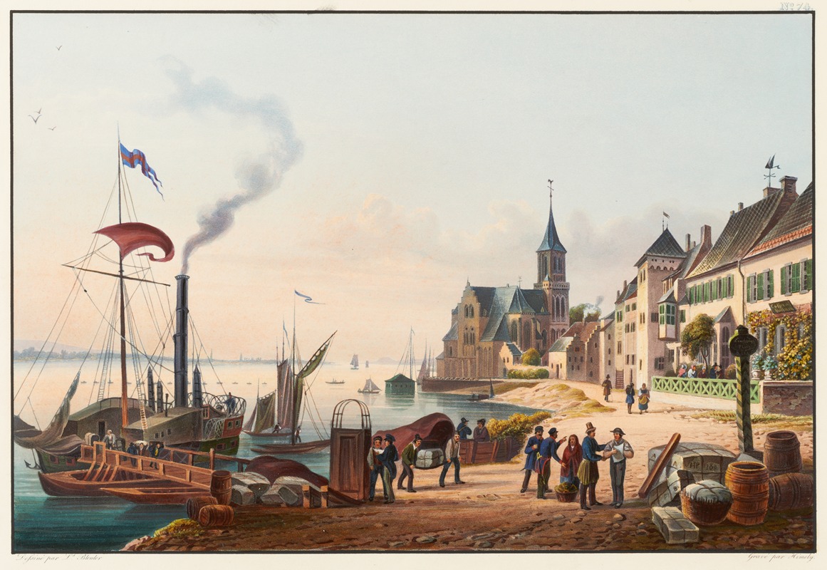 Johann Ludwig Bleuler - Vue de la ville d’Emerich, Frontière Prussienne