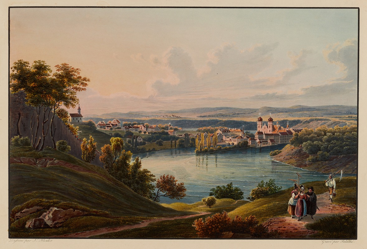 Johann Ludwig Bleuler - Vue du Couvent de Rheinau, Canton de Zurich