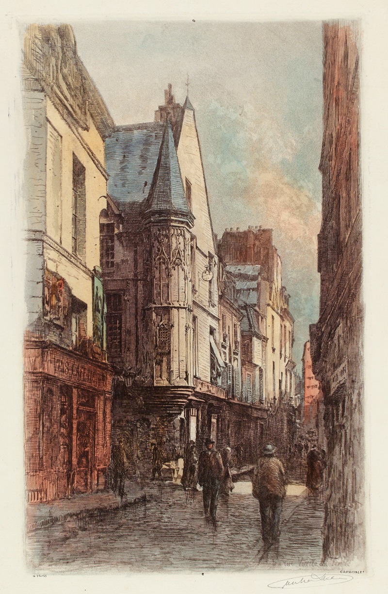 Lucien Marcelin Gautier - La rue Vieille du temple au coin de la rue des Francs-Bourgeois