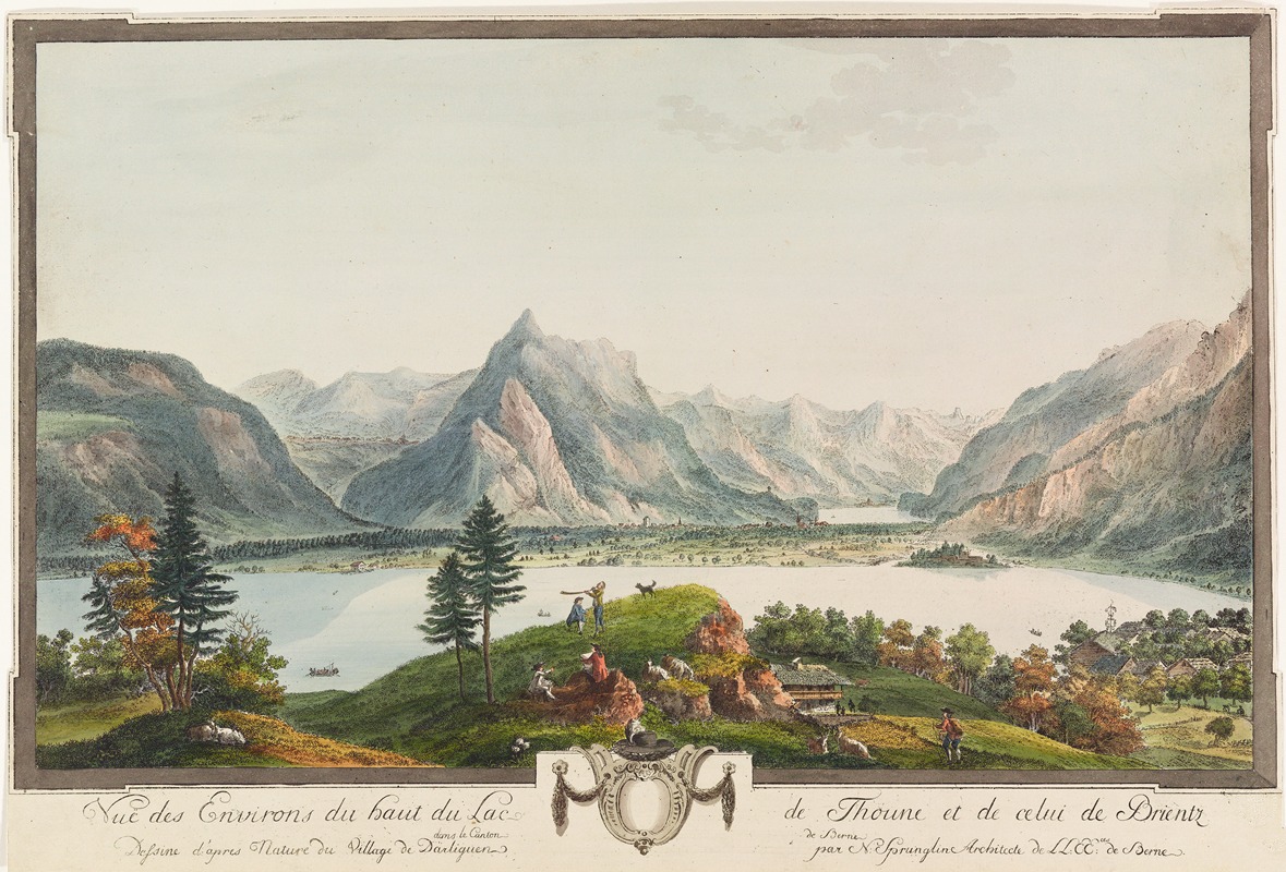 Niklaus Sprüngli - Vuë des Environs du haut du Lac de Thoune et de celui de Brientz