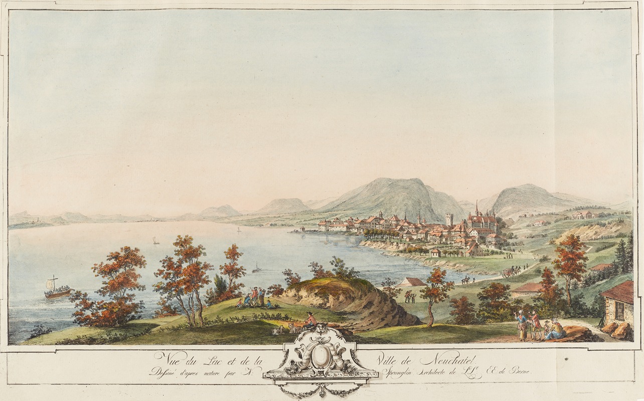 Niklaus Sprüngli - Vue du Lac et de la Ville de Neuchatel