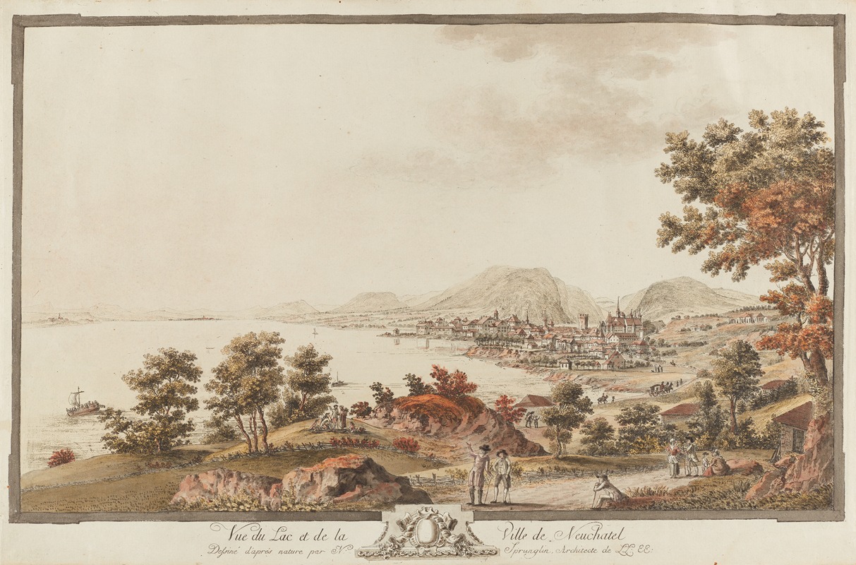 Niklaus Sprüngli - Vue du Lac et de la Ville de Neuchatel.