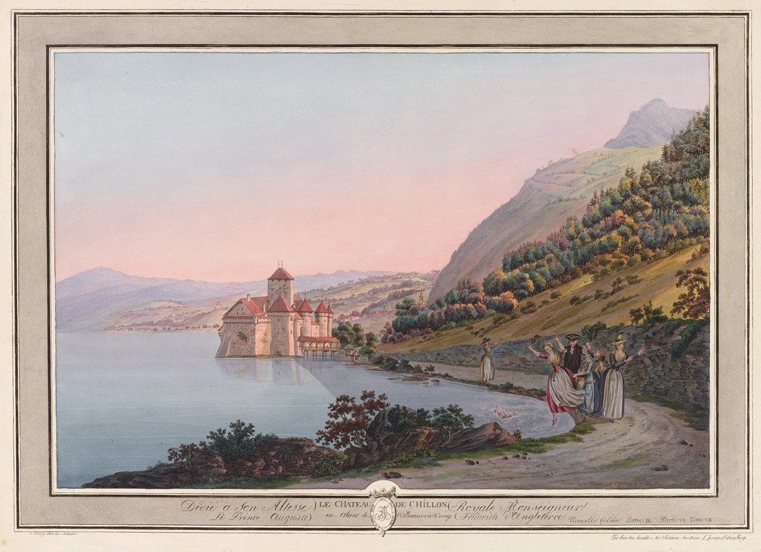 Pierre Samuel Louis Joyeux - Le Château de Chillon. en Alant de Villeneuve à Vevey