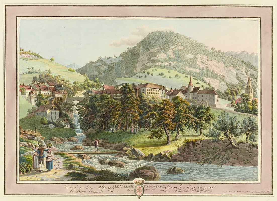 Pierre Samuel Louis Joyeux - Le Village de Montreux. dessine depuis Crin