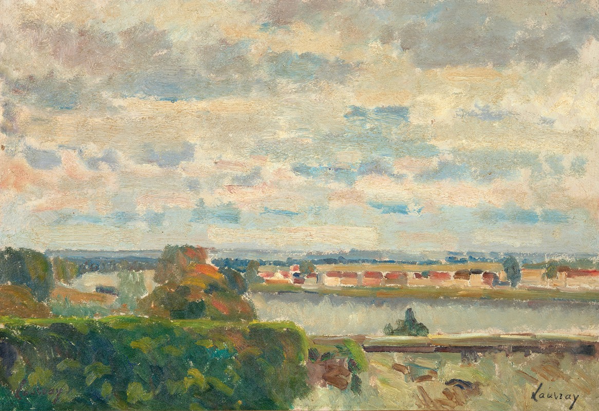 Abel Lauvray - Paysage de bord de Seine, environs de Vétheuil