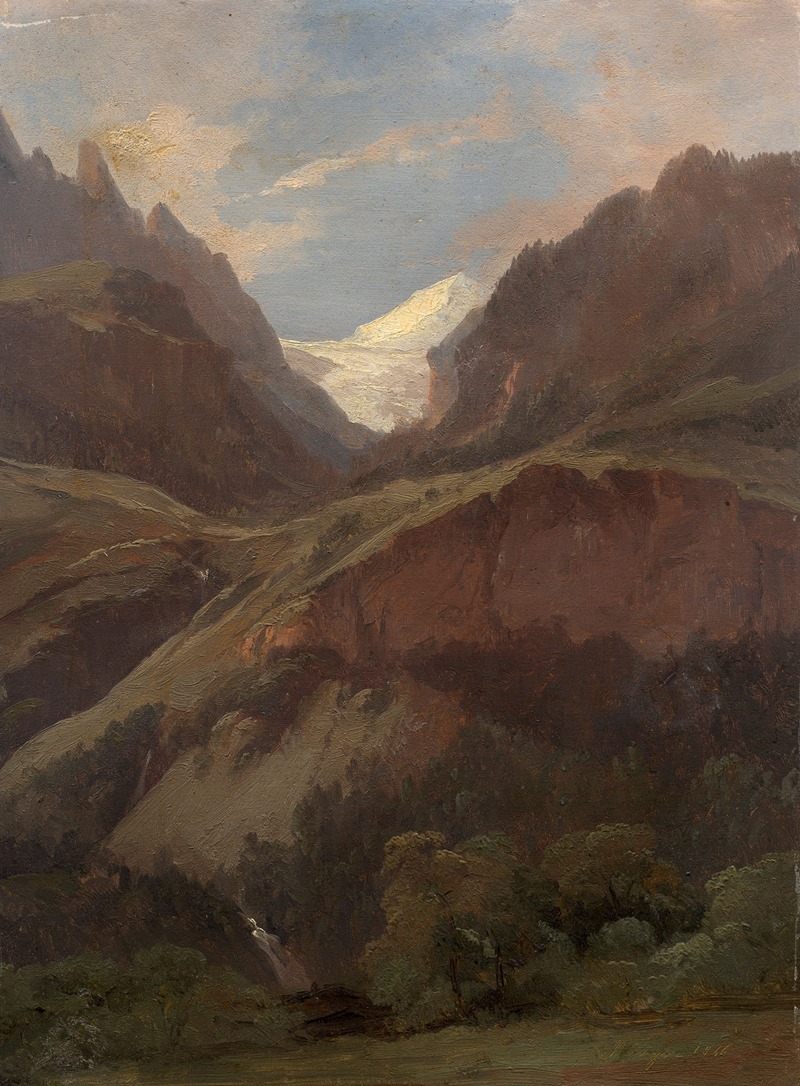 Alexandre Calame - View of the Wetterhorn and the Reichenbach from Meiringen