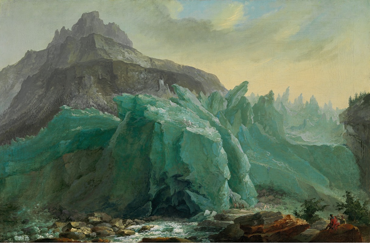 Caspar Wolf - The Lower Grindelwald Glacier with Lütschine and the Mettenberg